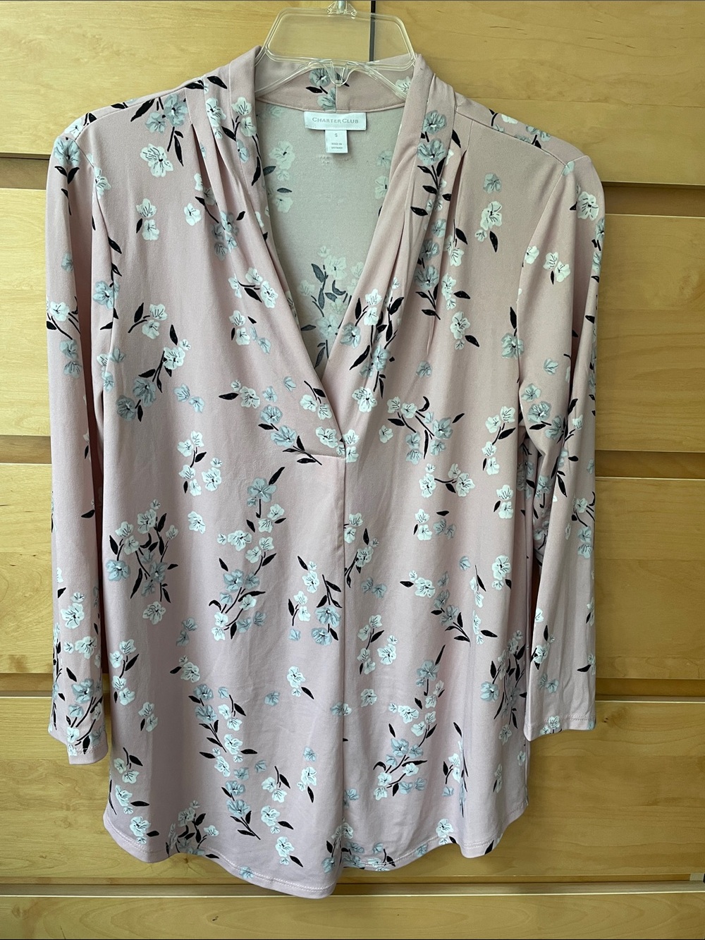Charter Club Dusty Rose Floral V-Neck Blouse